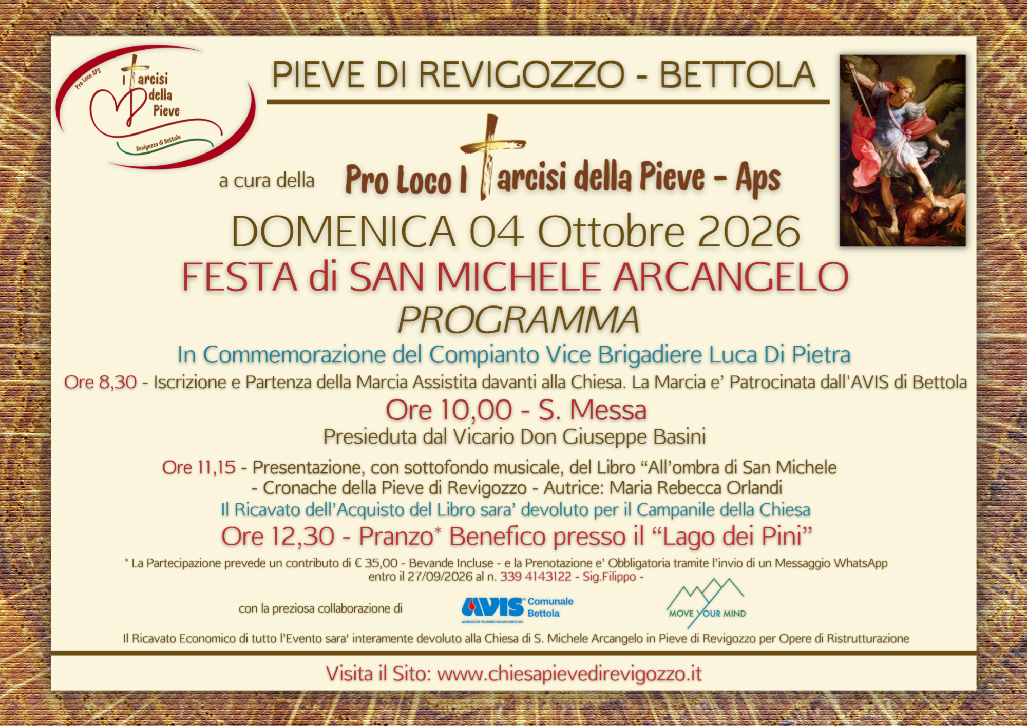 DOMENICA 4 OTTOBRE 2026 - Festa di San Michele Arcangelo - Organizzazione a cura della Proloco Aps 